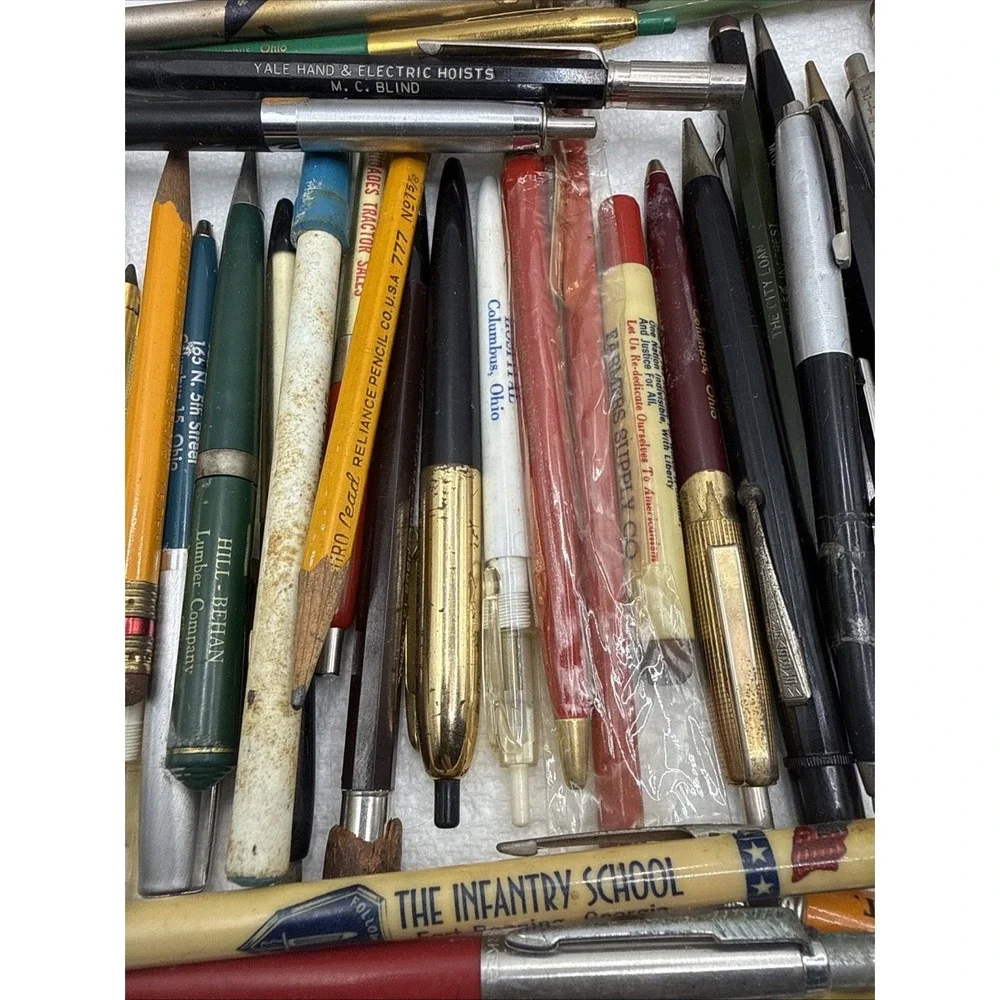 Lot of 100+ Vintage Advertising Pens Pencils (untested)